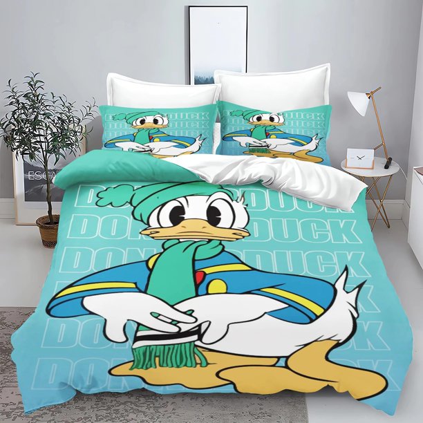 Donald Duck cartoon animation bedding 3pcs soft home textile 100% polyester 3D digital printing bedding king size set Bed Sheets
