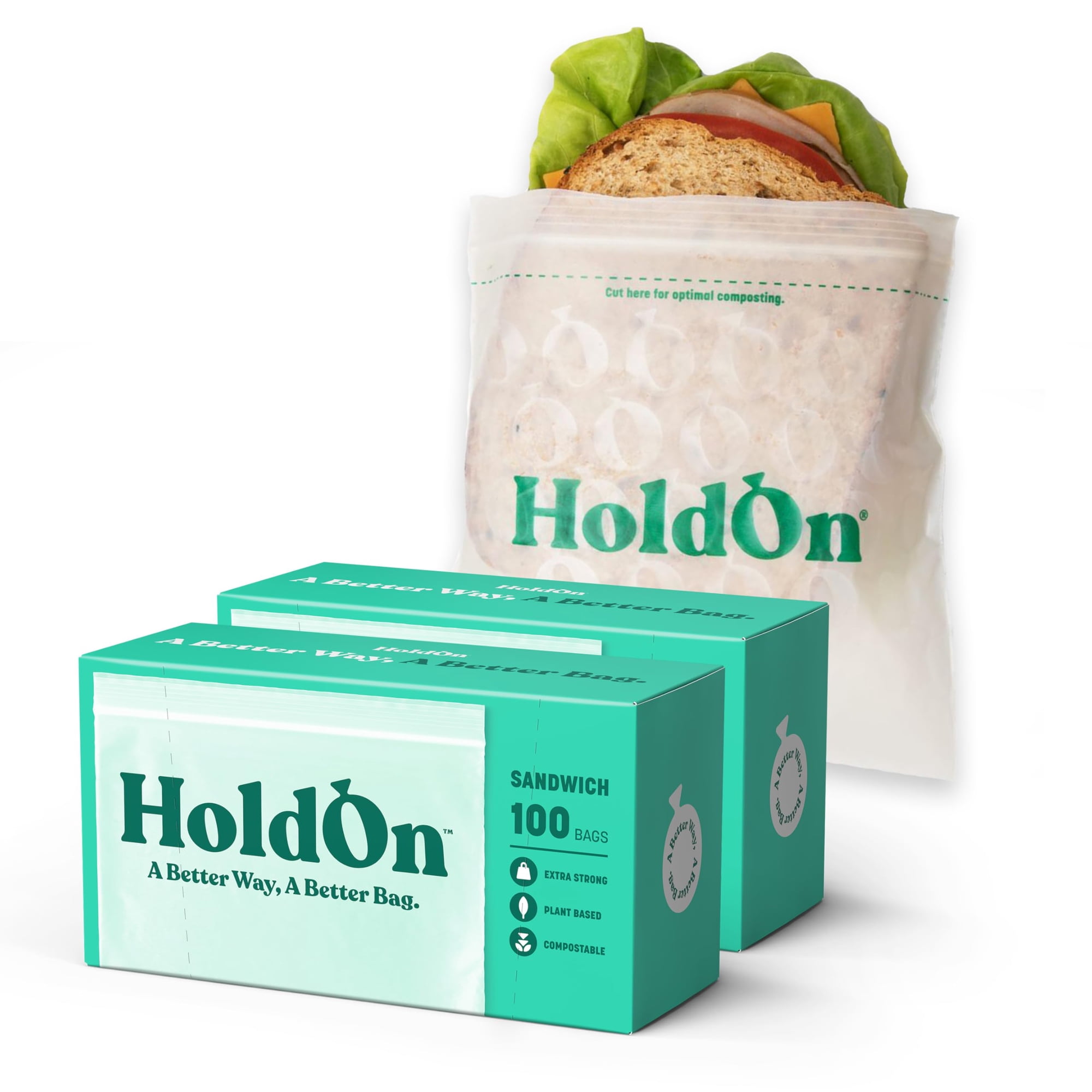 Bolsas Para Sándwiches Holdon Zipseal, Compostables, 15 Ml (paquete De 2, 200)