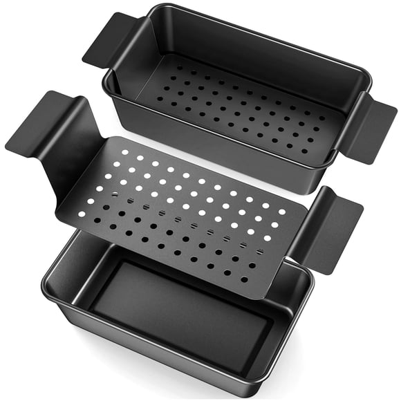 Bandeja para pastel de carne TLAZZ (paquete de 2) 24 × 14 cm con bandeja de drenaje