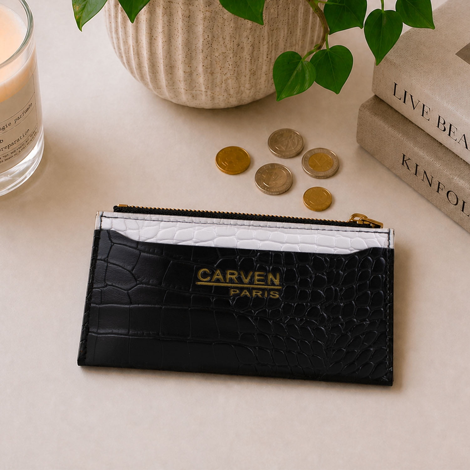 Billetera Tarjetero Mujer Con Monedero Zoe Negro Carven