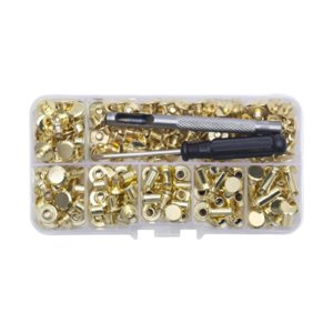 Magideal - Juego De Caja De Remaches, Kit De Tuercas De Remache, Uso Versátil, Kit De Remaches De Rueda De Metal Resistente Para Bolsos, Reparación De Artículos Dorado
