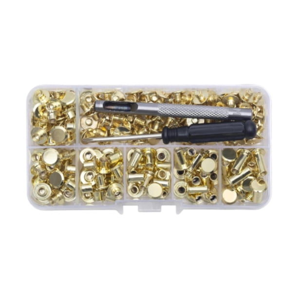 Juego de caja de remaches, kit de tuercas de remache, uso versátil, kit de remaches de rueda de metal resistente para bolsos, reparación de artículos Dorado