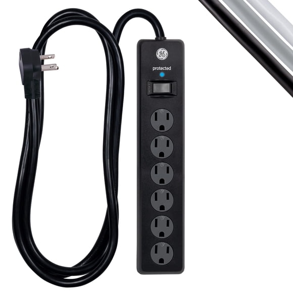 Protector de sobretensión GE 33661, 6 salidas, 800 julios, 1,8 m, cable negro
