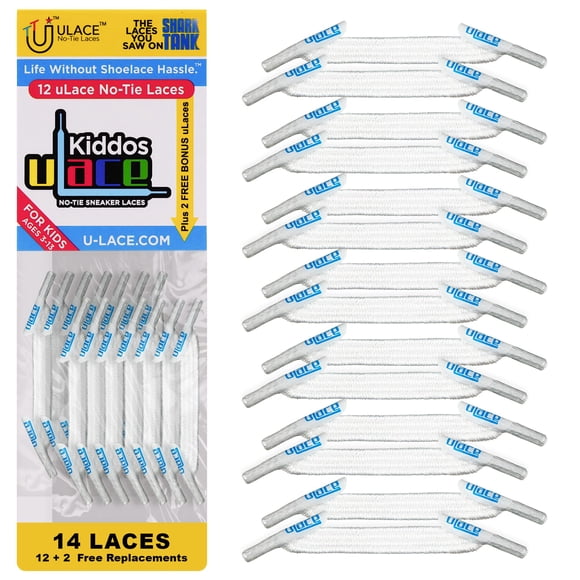 Cordones elásticos U‑Lace Kiddos sin nudo blanco 14 unidades