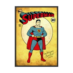 Creango - Cuadro Poster Enmarcado Superman Detective Comic Decorativo
