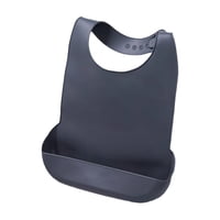 Magideal - Babero De Silicona Para Adultos Con Recogedor De Migas, Ajustable, Gran Regalo, Protectores De Ropa, Delantal Suave Impermeable Para Abuelos, Hombres, Mujeres, Abuelas, Hogar L Gris