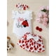thumbnail image 3 of 3pcs Baby Girls "Little Lady" Ladybug Print Cute Ruffled Sleeves Onesie & Skirt & Headband, Baby Summer Clothes Sets, 3 of 5