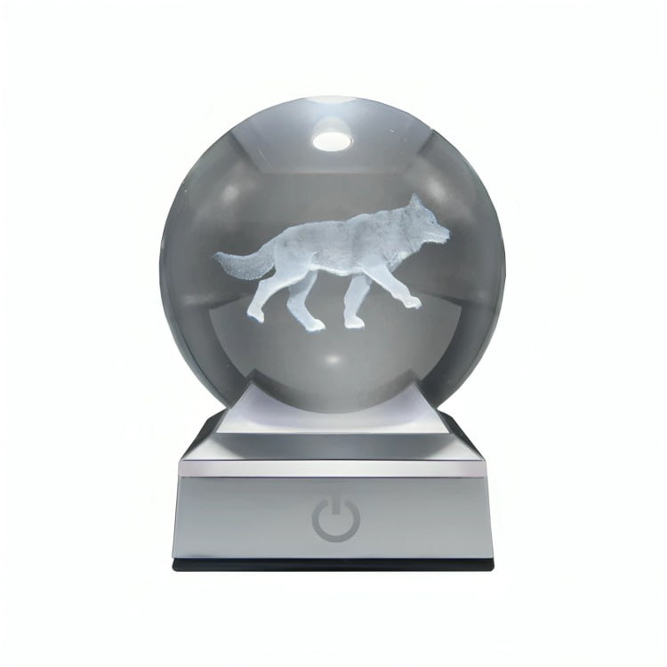 Genérico - Bola De Cristal Led Rgb Diseños 3d Multicolor Lobo