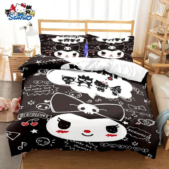 Cute- Bedspr-ead Cartoon An-imation Beddin-g Suit 3-D Printed Ligh-two Room De-cor Su-it 1 One Q-uilt Cover and 2 One Pi-llow