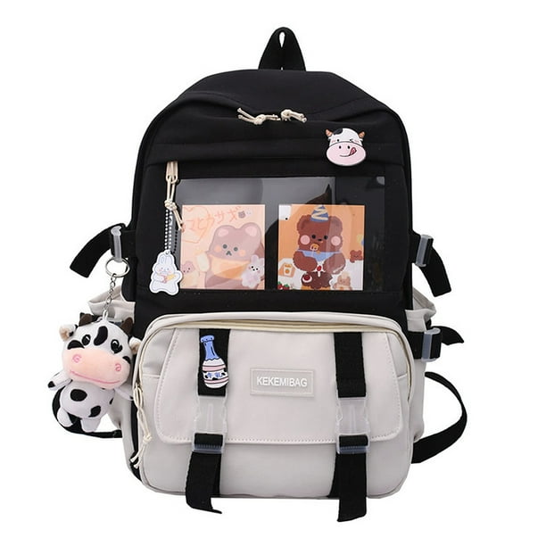 Get Ready for School with Our Kawaii Student Backpack - Simple Preppy Style with Front Pocket for Easy Access