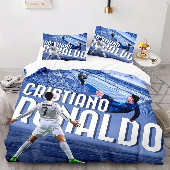 Soccer CR7 Duvet Cover Ronaldo Microfiber Bedding Set 3PC Kids Comforter Cover Set
