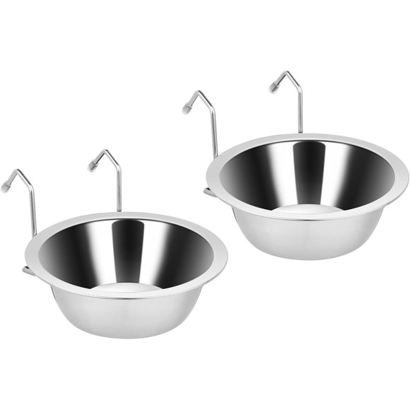 Fri4Free 2PCS 8oz Stainless Steel Hanging Kennel Water Bowls
