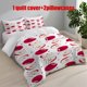 thumbnail image 1 of 3pcs Red Apple Pattern Design Bedding Set | 1 Duvet Cover + 2 Pillowcases Polyester, 1 of 5