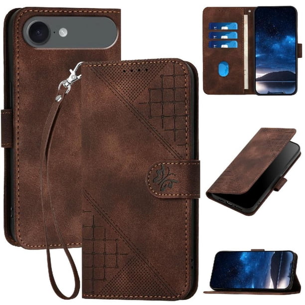 Funda Flip Premium Fibra de Carbono para iPhone Air con Soporte y Cierre Marrón