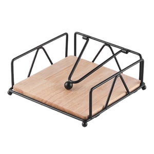 Magideal - Soporte De Almacenamiento De Pañuelos De Mesa, Caja De Almacenamiento De Servilletas, Organizador De Comedor, Encimera, Plato De Metal, Dispensador De , Negro