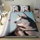 thumbnail image 1 of Husky Siberiano Conjunto de sábanas temático, trío de piezas, cómodo y amigable con la piel, diseño único, regalo de decoración para el hogar para familiares, amigos y fans, 90 cm * 190 cm, 1 of 6