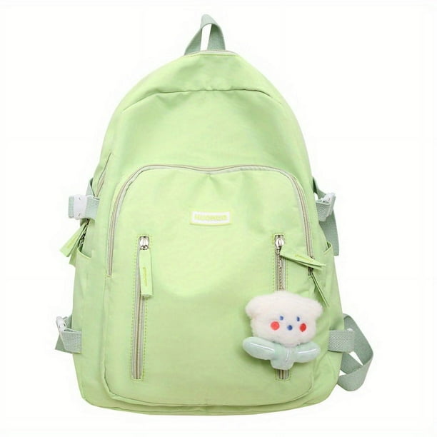 1pc Simple Solid Color Backpack, Preppy Versatile Casual Schoolbag, High School Middle School Students Backpack, College Students Travel Backpack, Students Commuter Bag For Daily Use