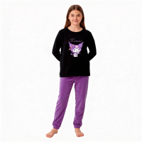 Top - Pijama Largo Niña Micropolar Invierno Kuromi C2