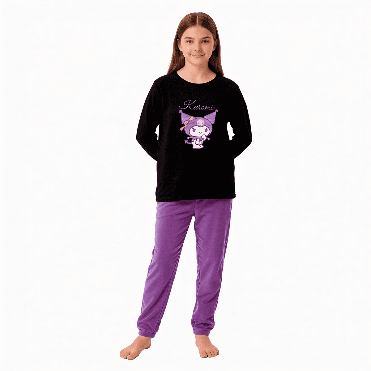 Top - Pijama Largo Niña Micropolar Invierno Kuromi C2