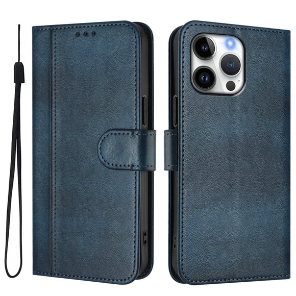 Funda Cartera para iphone 16 Promax Protección 360° con Ranuras para Tarjetas y Soporte Azul