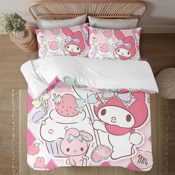 My Melody Soft 3D Printed Duvet Cover Bedding Set with Comforter Cover 3 Piece Set