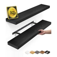 Estantería Flotante Bayka Para Pared De 57 Cm, Color Negro, Baño Y Dormitorio