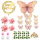 thumbnail image 2 of Adorno para pastel Tazimi con flores rosas y mariposas, 2 of 8