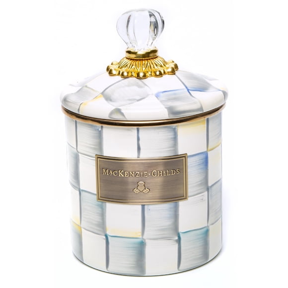Tarro MACKENZIE-CHILDS Pequeño a Cuadros Gris y Blanco