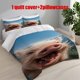 thumbnail image 1 of 3pcs Piggy Grins Happily Theme Printed Bedding Set | Includes 1 Duvet Cover + 2 Pillowcases Polyester, 1 of 5