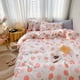 thumbnail image 4 of Juego de funda nórdica Peach Queen 100% algodón con estampado de frutas tropicales de dibujos animados en ropa de cama blanca 1 linda funda de edredón tamaño matrimonial con cierres de cremallera 2 fu, 4 of 7