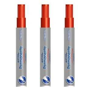 Set 3 Plumones Permanente Punta Biselada. Proarte Rojo