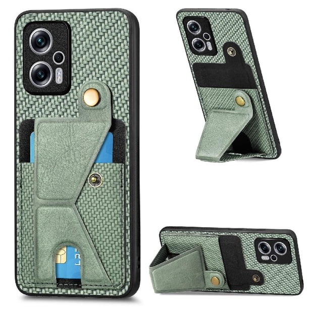 Funda Resistente para Xiaomi Redmi Note 11T Pro 5G con Tarjetero y Soporte, Diseño Magnético Verde