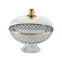 Bothyi - Cuenco De Pedestal Para Frutas Con Tapa Transparente, Redondo, Para Centro De Mesa Festivo, Transparente