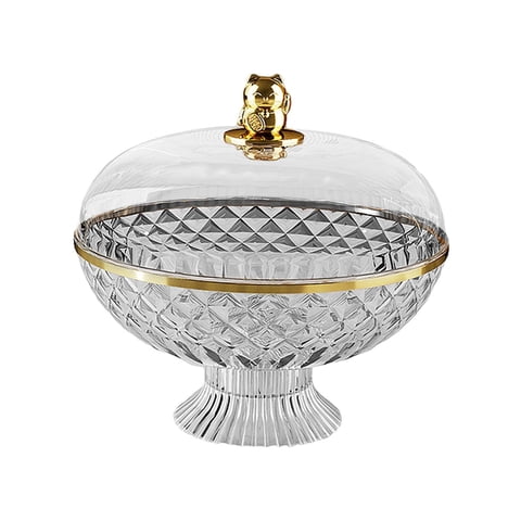 Bothyi - Cuenco De Pedestal Para Frutas Con Tapa Transparente, Redondo, Para Centro De Mesa Festivo, Transparente