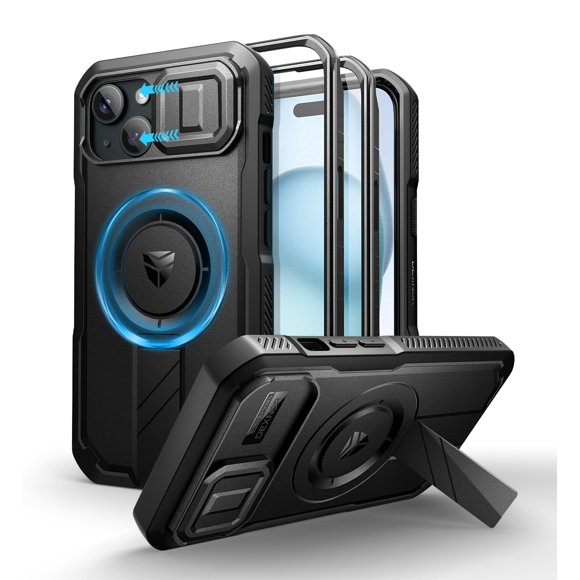 Funda Dexnor para iPhone 15 con cámara deslizante, color negro