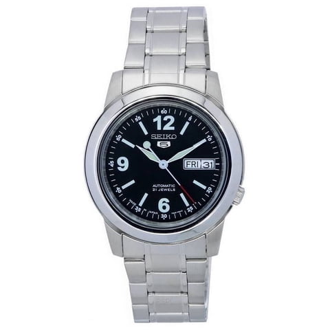 Reloj Seiko 5 Automático Snke63J1 Esfera Negra Acero Inoxidable Para Hombre