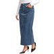 thumbnail image 4 of INSPIRE CHIC Falda Maxi de Mezclilla para Mujer Regreso a Clases Línea H Abertura Recta en la Parte Posterior Faldas Largas de Mezclilla Casual S Azul Retro, 4 of 6
