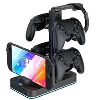 Estación De Carga Aaronmei Para Controladores Nintendo Switch 2/Ps5/Xbox Series Con Soporte Para Auriculares