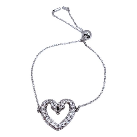 Pulsera Cisnes Enamorados, Cristal Austriaco Circón, Regalo Plateado 6 Cm 19 Cm