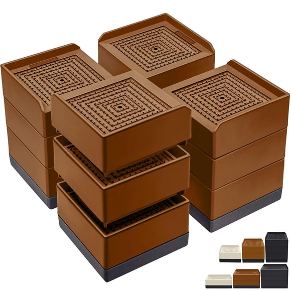 Alzadores de Cama ANNKUT 10 cm Pack de 4 Marrón Resistente
