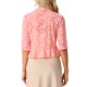 thumbnail image 3 of INSPIRE CHIC Bolero Ligero de Encaje Floral con Volantes en el Dobladillo, Abierto al Frente, de Media Manga para Mujer, Talla M, Rosa, 3 of 6