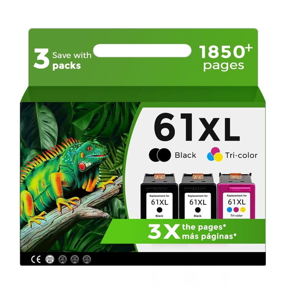 Cartuchos de tinta Relcolor 61XL Black Color Combo, paquete de 3 unidades HP