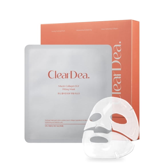 Mascarilla de hidrogel ClearDea con colágeno y mucina, ajuste EGF, 5 hojas