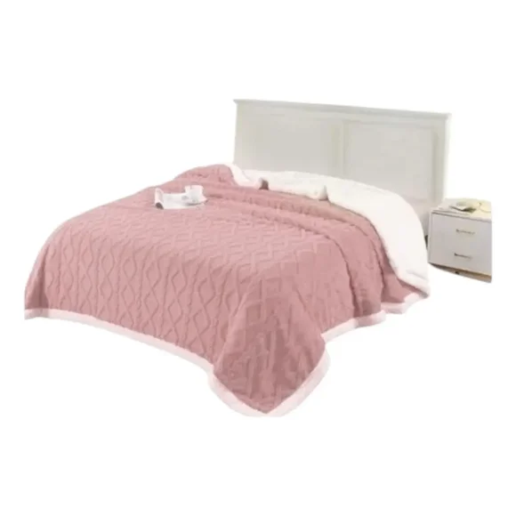 Frazada Polar Con Chiporro 2 Plazas Rosa