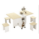 thumbnail image 1 of COMEDOR PLEGABLE MULTIUSO + 4 TABURETES BLANCO/CAFE CON LECHE, 1 of 6
