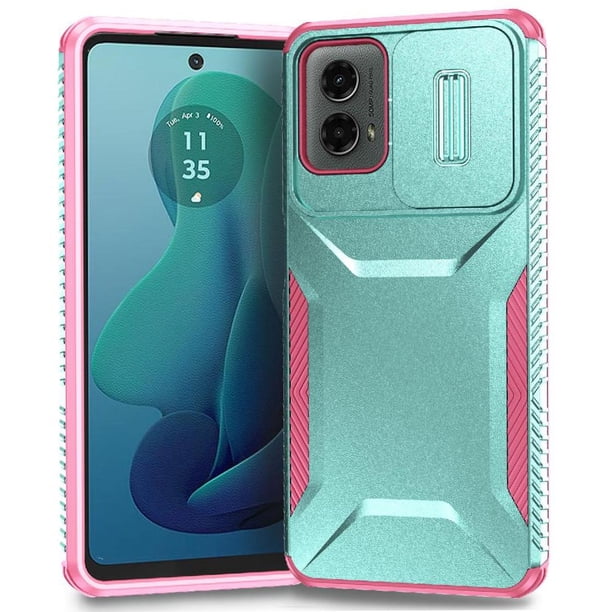 Funda Resistente para Motorola Moto G Play 5G 2024 con Tapa Deslizante y Protección Militar Verde