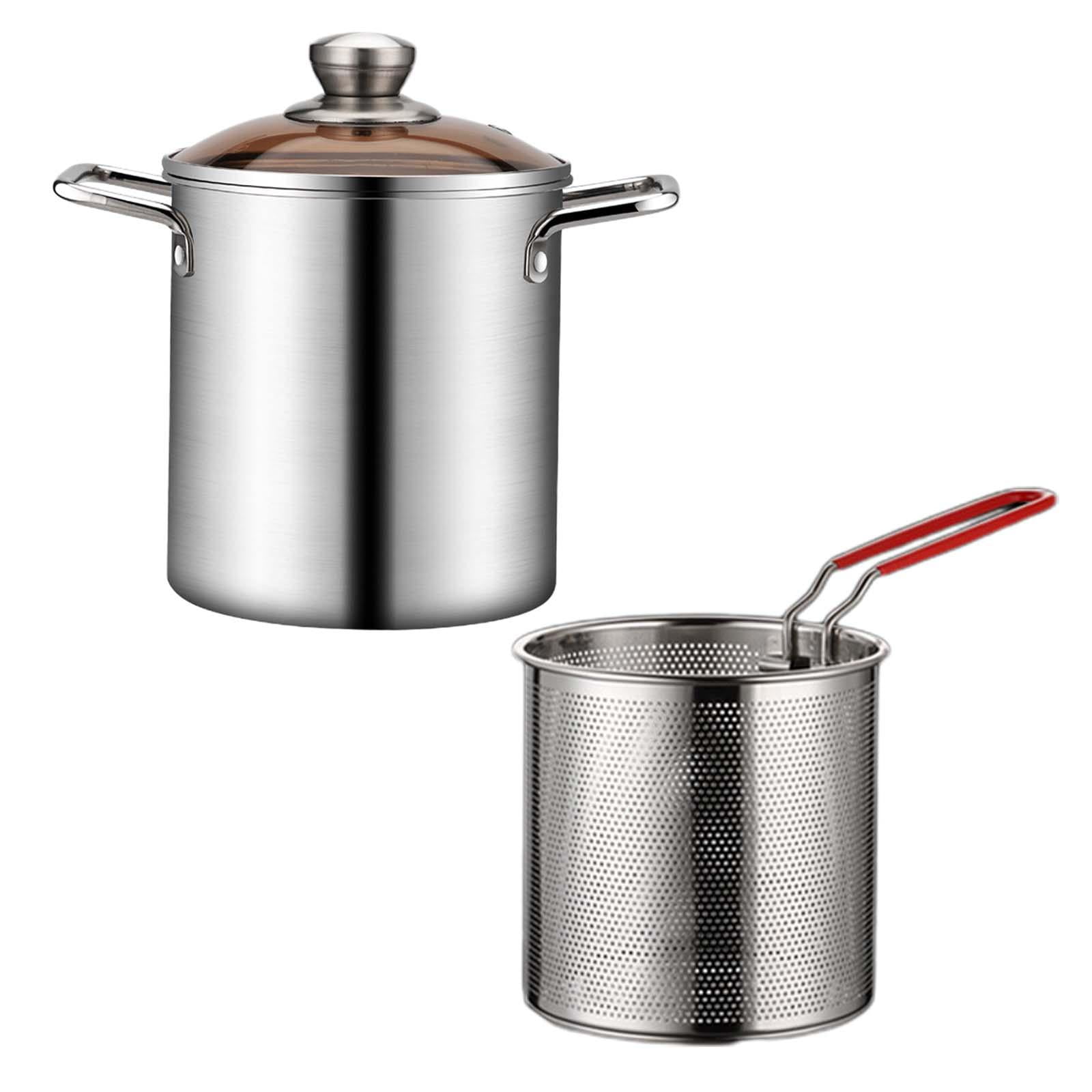 Bothyi - Olla Para Freír Con Doble Mango, Mini Freidora Para Pastel De Calabaza, Patatas Fritas Con Cesta Para Freidora