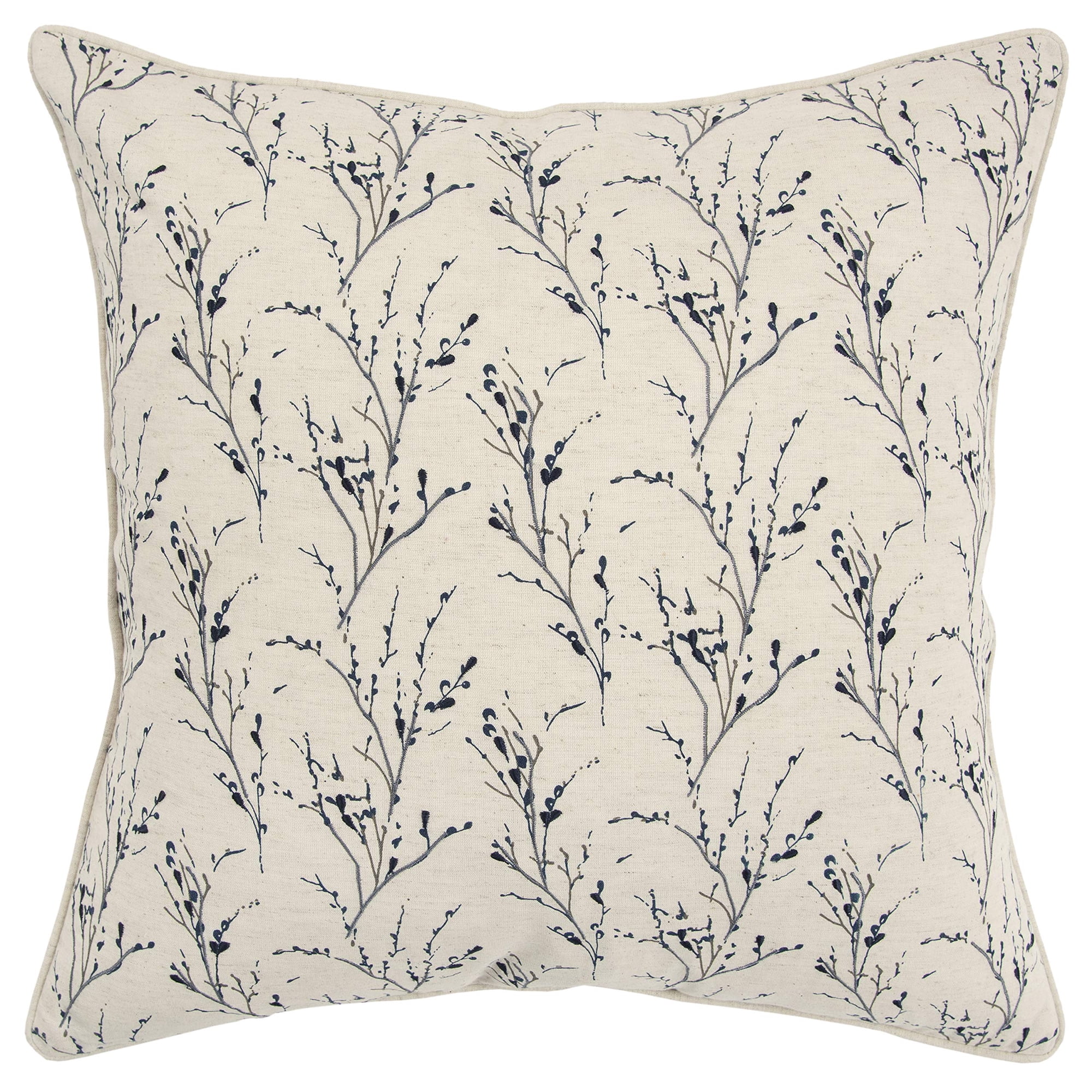 Almohada Rizzy Home Con Estampado Floral De 50 X 50 Cm, Relleno De Plumón, Con Algodón Azul