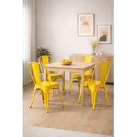 Space Home - Pack 4 Sillas Solara 45 Amarillas Metal 85X45 Cm Industrial