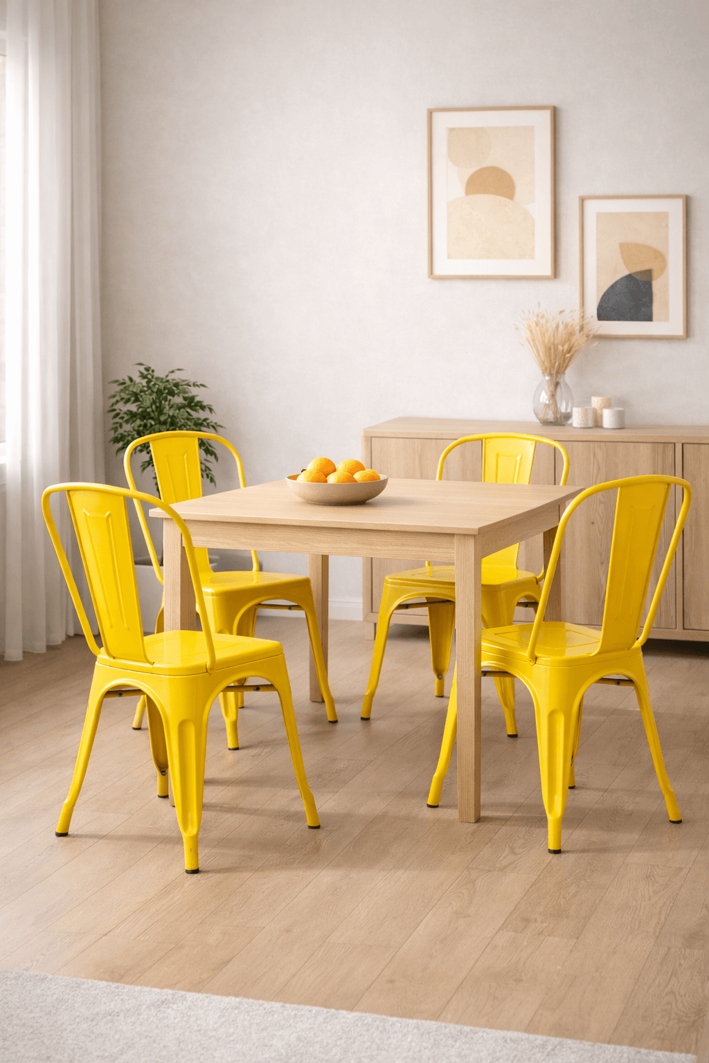 Space Home - Pack 4 Sillas Solara 45 Amarillas Metal 85X45 Cm Industrial